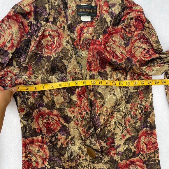 Vintage Just in Thyme Floral Red Gold Jacket Blazer Paper Tag Sz 12 Fall Autumn - Picture 6 of 8